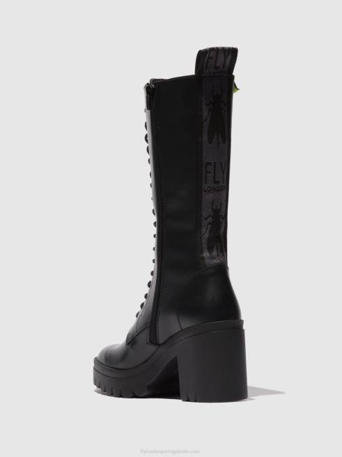 tunder preto (sola preta) L02L314 botas com cadarço taly884 Fly London mulheres
