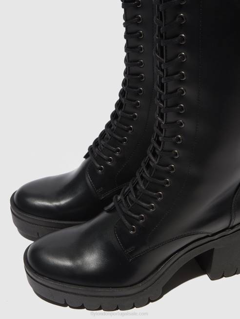 tunder preto (sola preta) L02L314 botas com cadarço taly884 Fly London mulheres