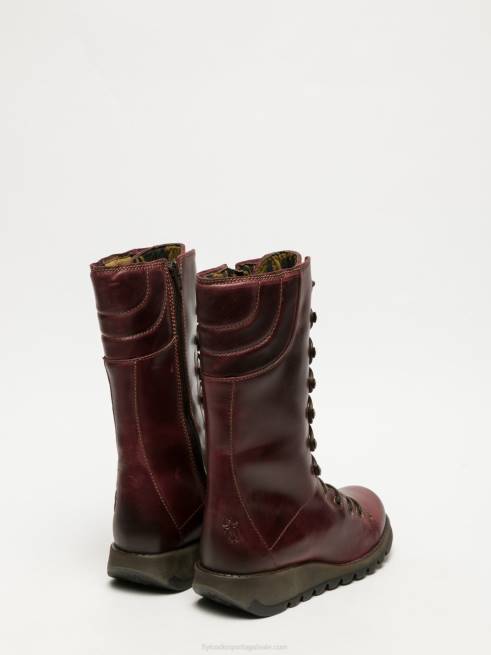 vermelho escuro L02L289 botas de cadarço Fly London mulheres