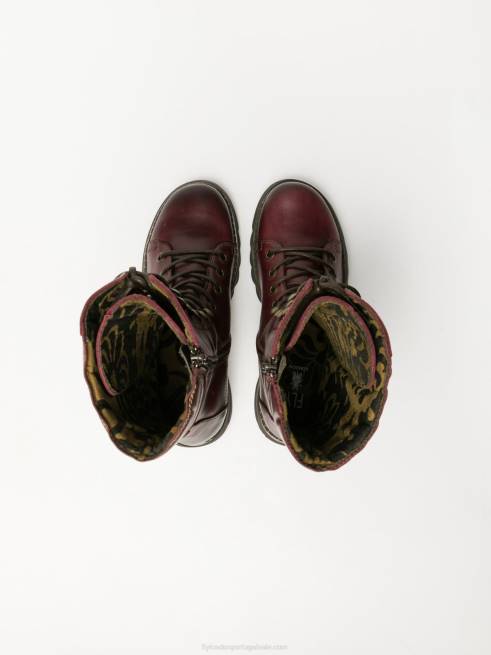 vermelho escuro L02L289 botas de cadarço Fly London mulheres
