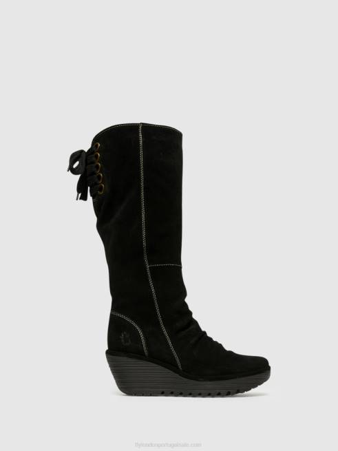 preto L02L354 botas até o joelho yust Fly London mulheres