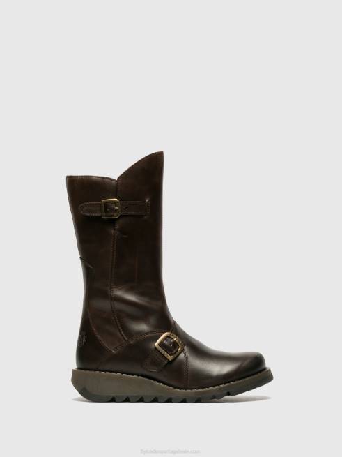 dk marrom L02L347 botas de fivela mes 2 Fly London mulheres