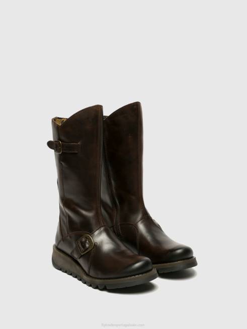 dk marrom L02L347 botas de fivela mes 2 Fly London mulheres