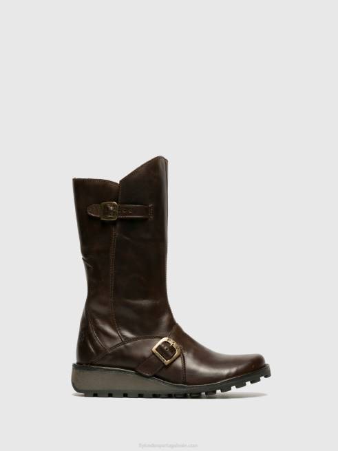 marrom L02L343 botas de fivela mes dk Fly London mulheres