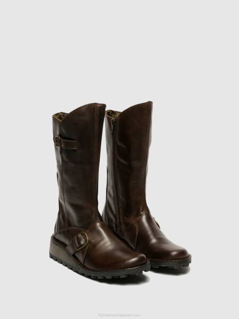 marrom L02L343 botas de fivela mes dk Fly London mulheres