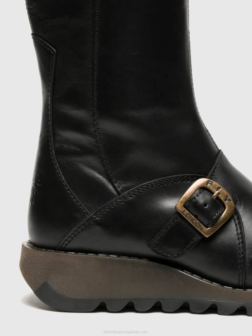 preto L02L348 botas de fivela mes 2 Fly London mulheres