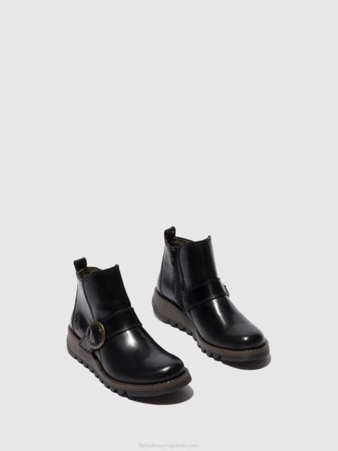 tapete preto L02L337 bota fivela sias812 Fly London mulheres