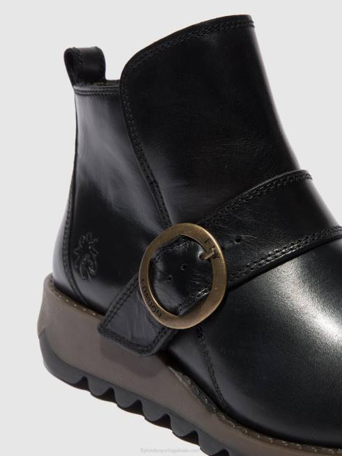 tapete preto L02L337 bota fivela sias812 Fly London mulheres