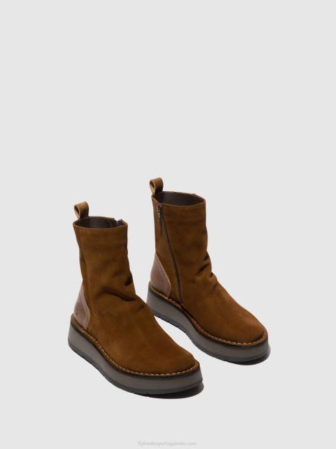camelo L02L44 botins com fecho de correr reno053 Fly London mulheres