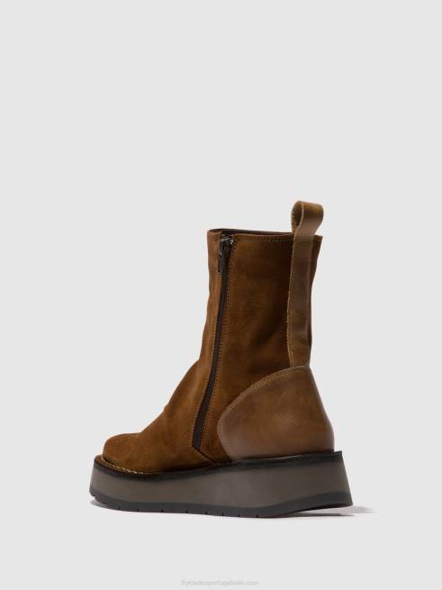 camelo L02L44 botins com fecho de correr reno053 Fly London mulheres