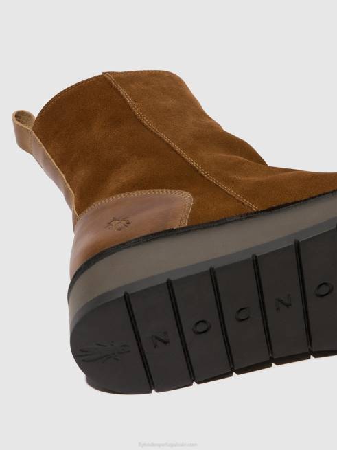 camelo L02L44 botins com fecho de correr reno053 Fly London mulheres