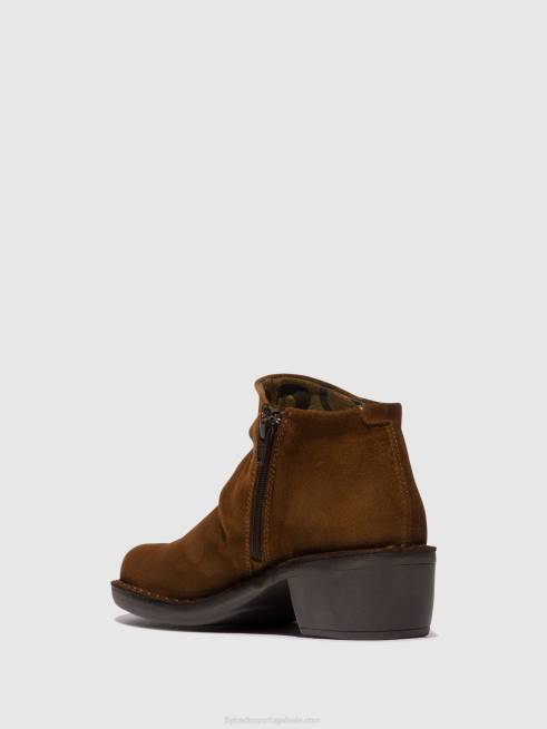 camelo L02L55 botins com fecho de correr merk093 Fly London mulheres