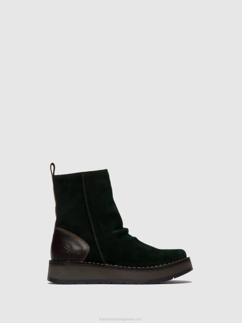 camurça oleada/tapete verde floresta/dk.brown L02L248 botins com fecho de correr reno053 Fly London mulheres
