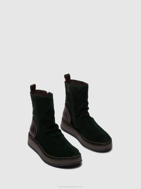 camurça oleada/tapete verde floresta/dk.brown L02L248 botins com fecho de correr reno053 Fly London mulheres