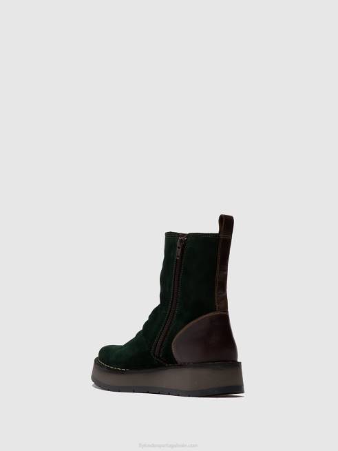 camurça oleada/tapete verde floresta/dk.brown L02L248 botins com fecho de correr reno053 Fly London mulheres
