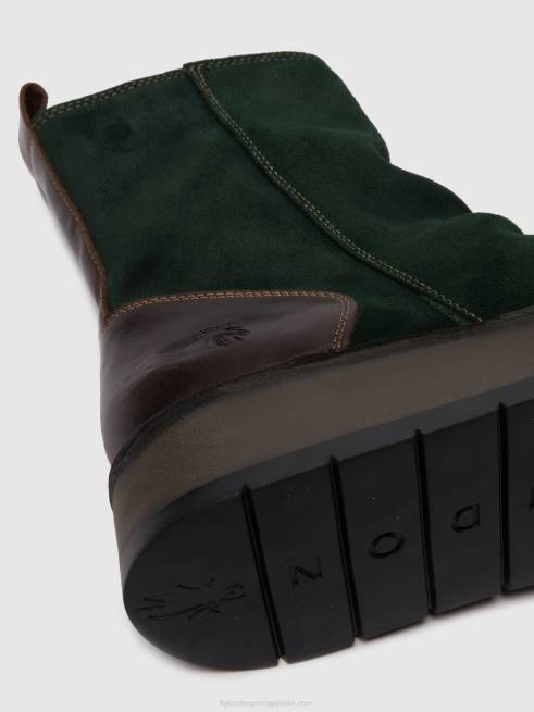camurça oleada/tapete verde floresta/dk.brown L02L248 botins com fecho de correr reno053 Fly London mulheres