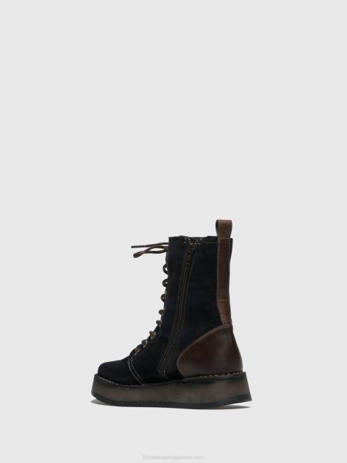 camurça oleosa/tapete marinho/dk.brown L02L258 botim com cadarço rami043 Fly London mulheres
