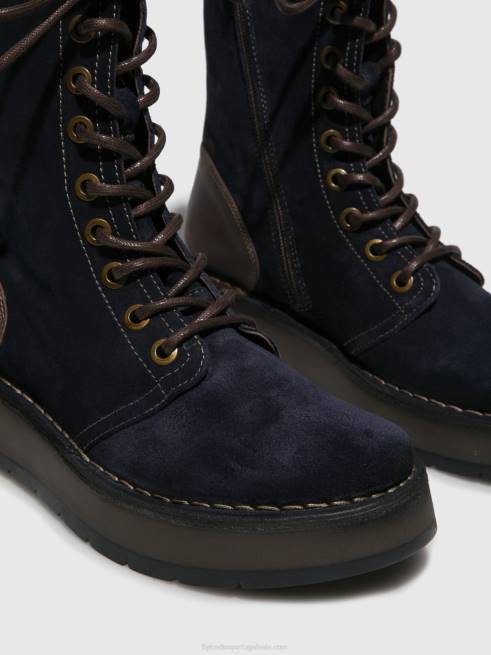 camurça oleosa/tapete marinho/dk.brown L02L258 botim com cadarço rami043 Fly London mulheres
