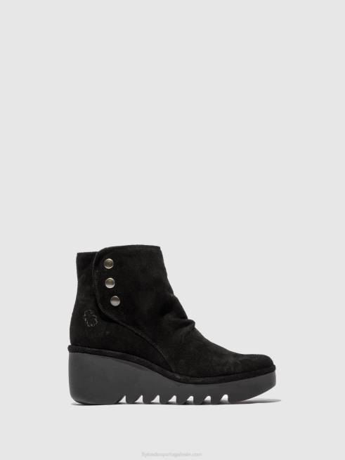 camurça preta L02L182 botins com fecho de correr brom344 Fly London mulheres