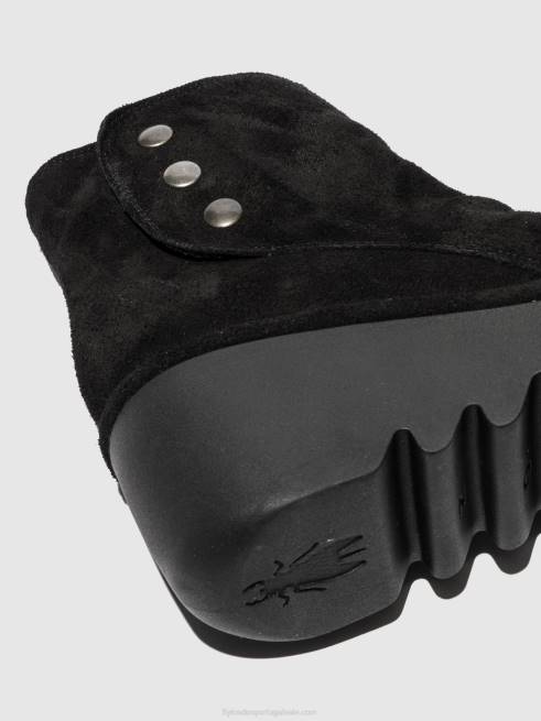 camurça preta L02L182 botins com fecho de correr brom344 Fly London mulheres