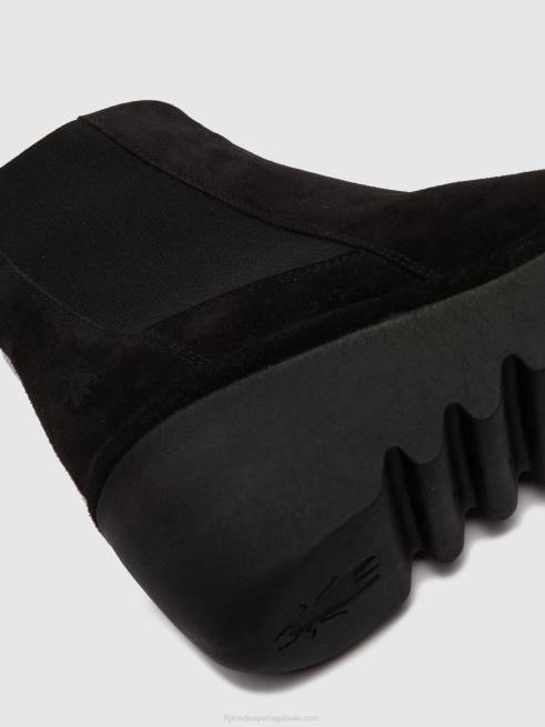 camurça preta L02L261 bota chelsea bagu233 Fly London mulheres