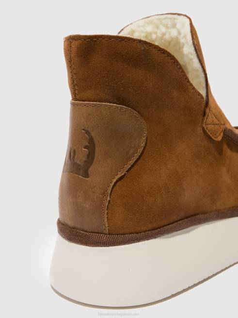 camurça/tapete conhaque L02L173 botins bico redondo coze348 Fly London mulheres