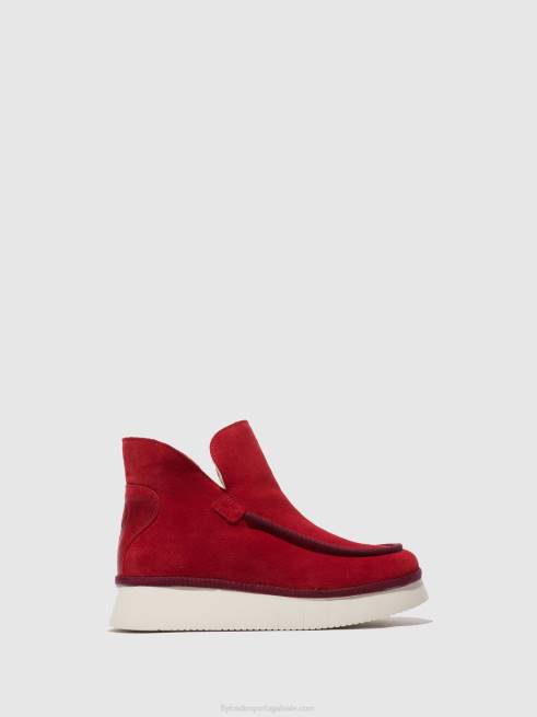 camurça/tapete vermelho carmim L02L192 botins bico redondo coze348 Fly London mulheres