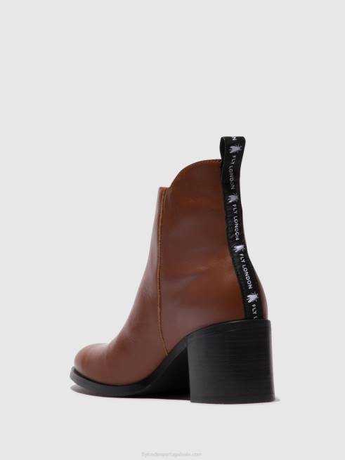 conhaque L02L79 botins com fecho de correr ader912 Fly London mulheres