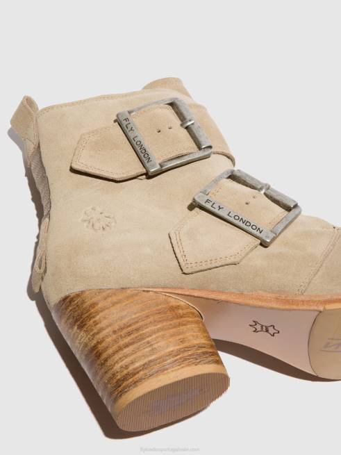 creme de camurça L02L240 botins de fivela aria827 Fly London mulheres
