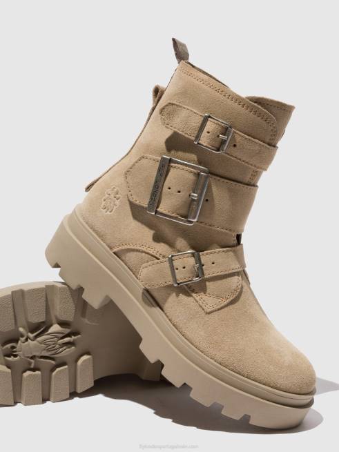 creme de camurça L02L242 Botins de fivela jeda817 Fly London mulheres