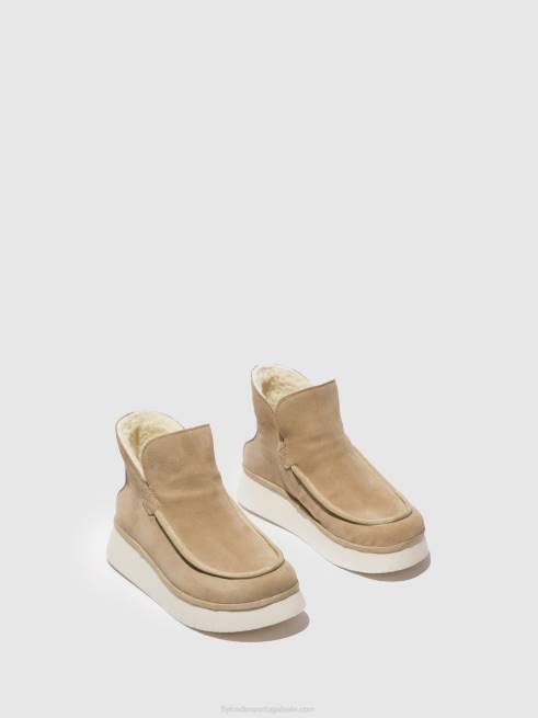 creme de camurça/tapete L02L168 botins bico redondo coze348 Fly London mulheres
