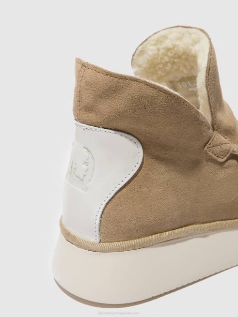 creme de camurça/tapete L02L168 botins bico redondo coze348 Fly London mulheres