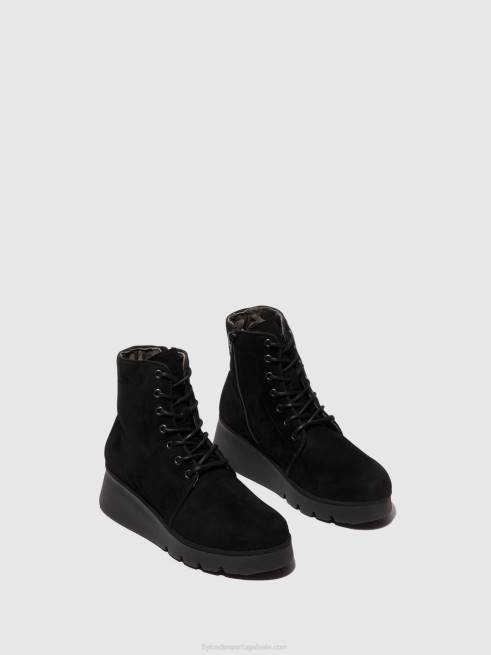 criança camurça preta L02L4 botins com cadarço pal404 Fly London mulheres