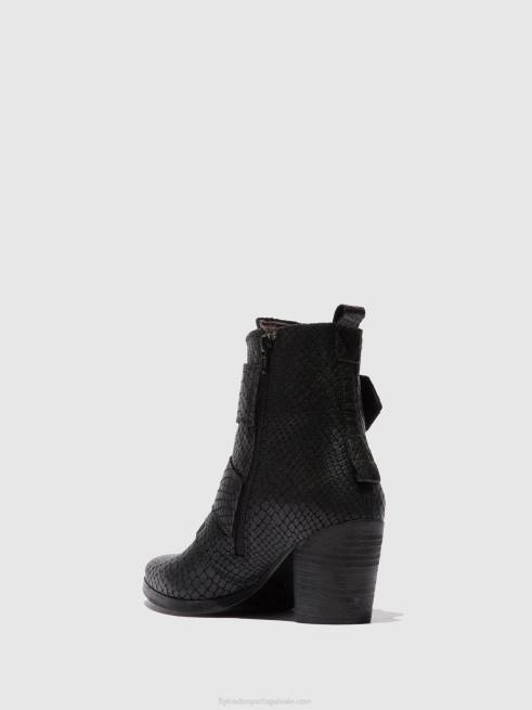 croco preto L02L243 botins de fivela aria827 Fly London mulheres