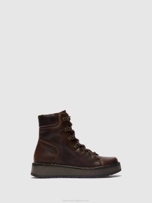 dk. marrom L02L88 botins com cadarço roxy094 Fly London mulheres