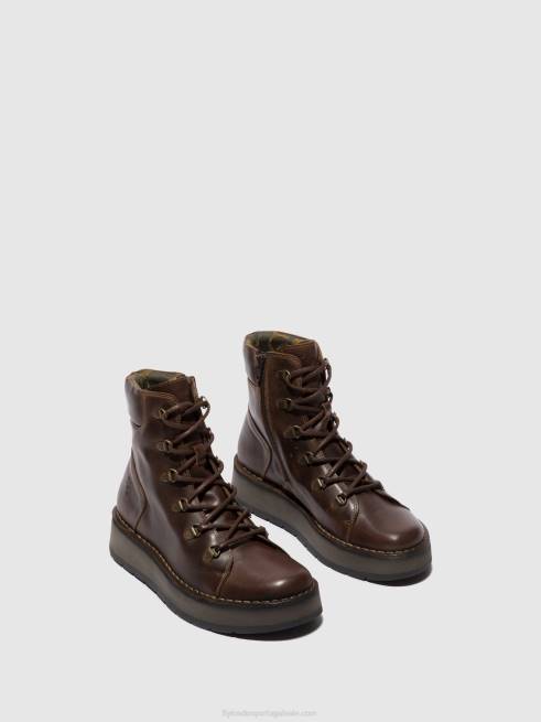 dk. marrom L02L88 botins com cadarço roxy094 Fly London mulheres
