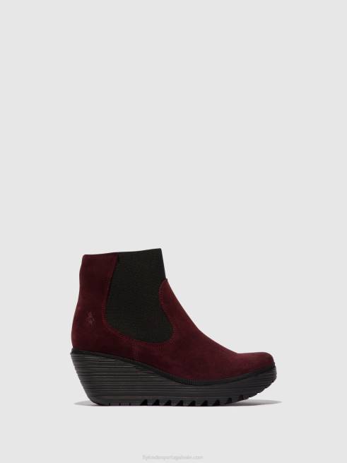 óleo de camurça vinho L02L1 bota chelsea yade398 Fly London mulheres