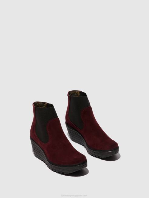 óleo de camurça vinho L02L1 bota chelsea yade398 Fly London mulheres