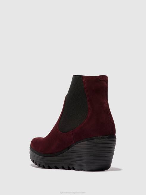 óleo de camurça vinho L02L1 bota chelsea yade398 Fly London mulheres