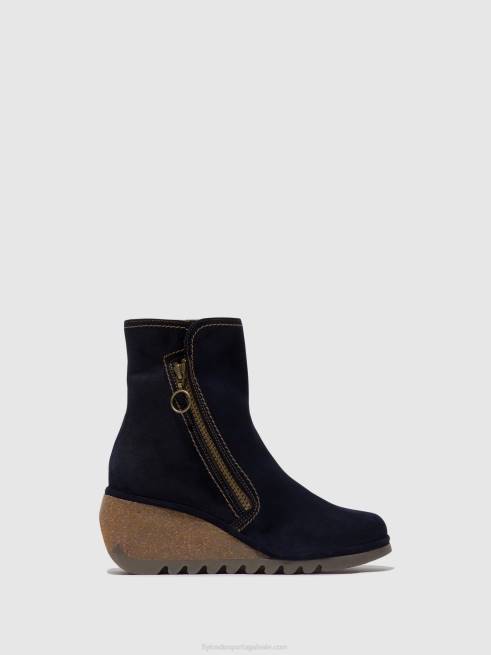 marinha L02L47 botins com fecho de correr nela407 Fly London mulheres
