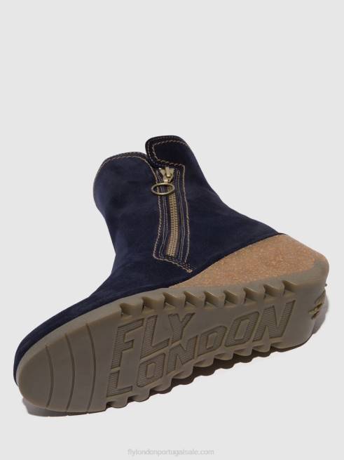 marinha L02L47 botins com fecho de correr nela407 Fly London mulheres