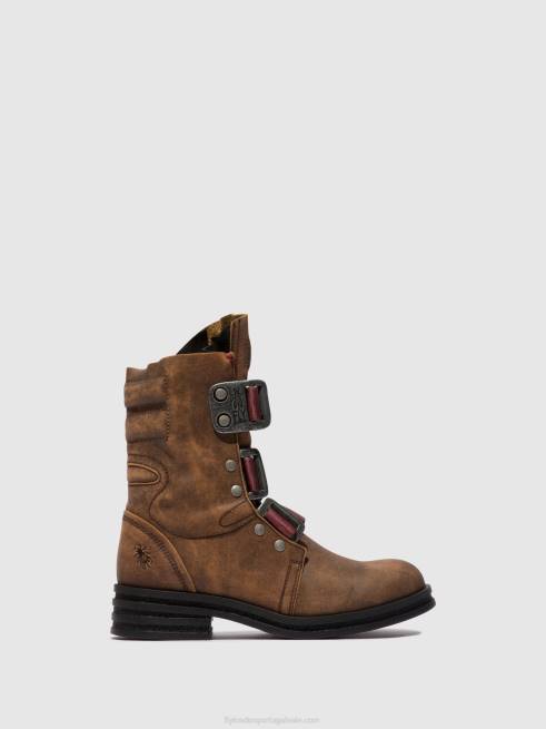 marrom L02L157 botins de fivela kiff682 Fly London mulheres