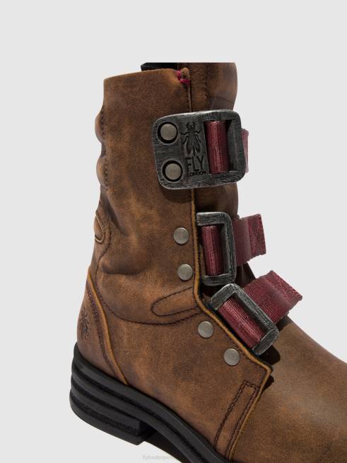 marrom L02L157 botins de fivela kiff682 Fly London mulheres