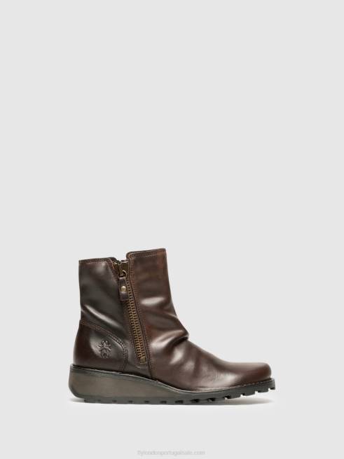 marrom L02L270 botins com fecho de correr mon944 dk. Fly London mulheres