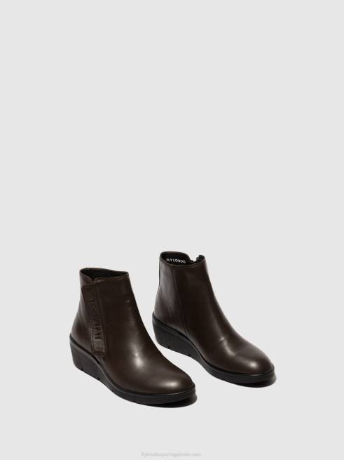 marrom L02L49 botins com fecho de correr nula550 Fly London mulheres