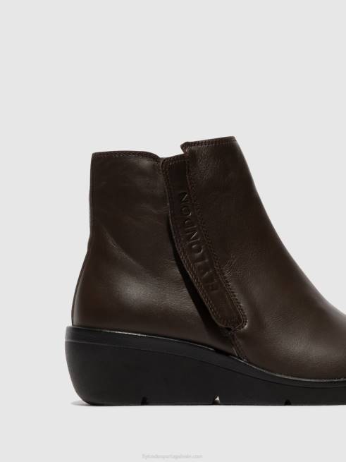 marrom L02L49 botins com fecho de correr nula550 Fly London mulheres