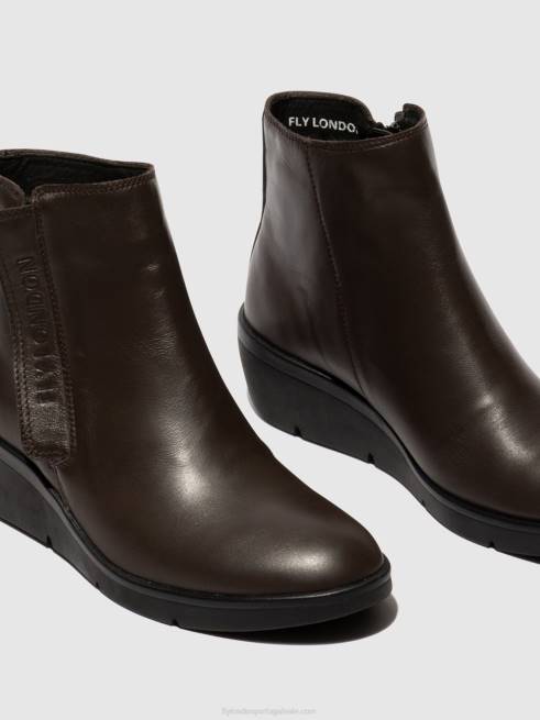 marrom L02L49 botins com fecho de correr nula550 Fly London mulheres