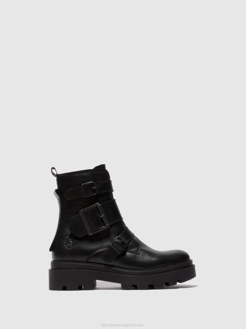 napa preta L02L241 Botins de fivela jeda817 Fly London mulheres