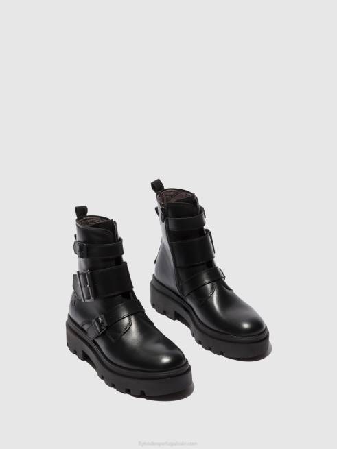 napa preta L02L241 Botins de fivela jeda817 Fly London mulheres
