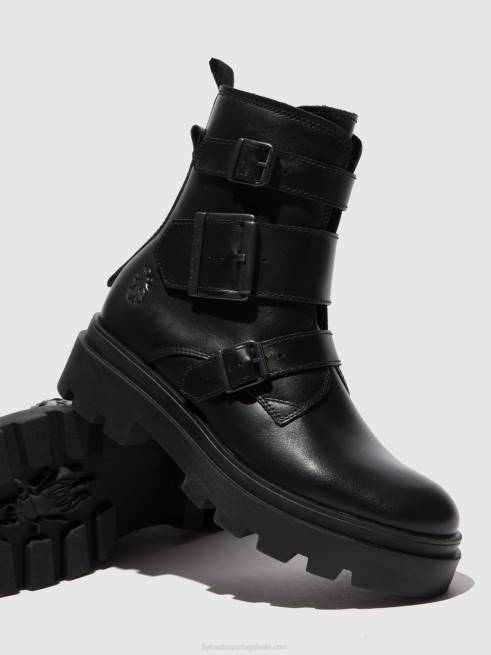 napa preta L02L241 Botins de fivela jeda817 Fly London mulheres